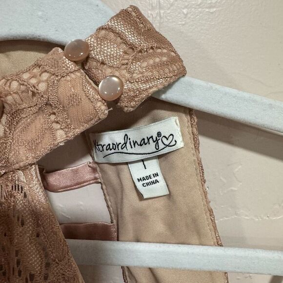 Xtraordinary Size 1 Pink Lace Halter Top Formal Dress - Picture 3 of 7